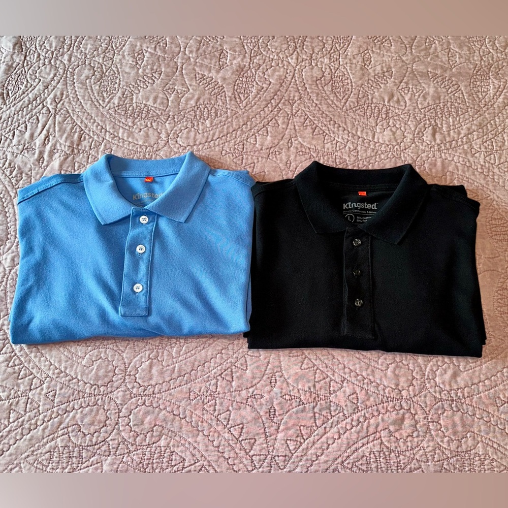 Men's Blue and Black Polo Shirts